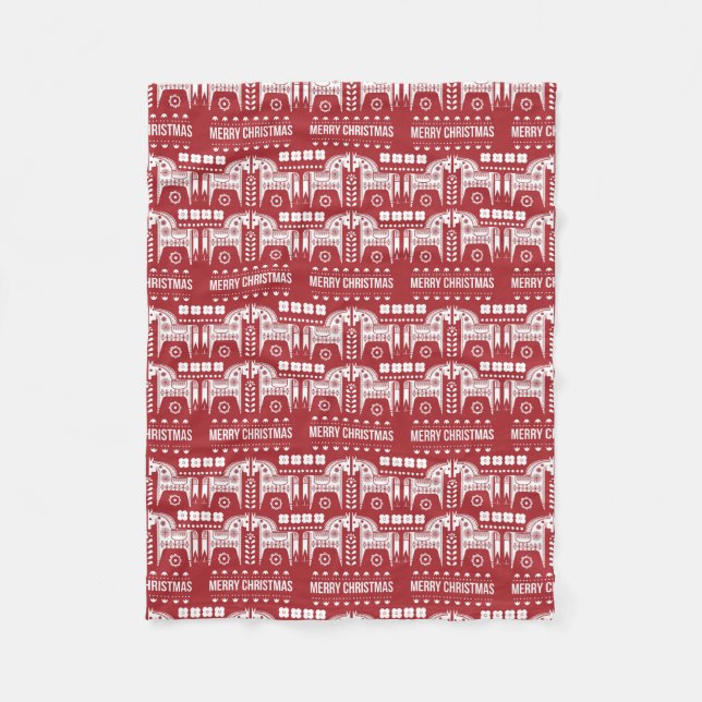 Couverture Polaire Noël Red Reindeer Forêt scandinave nordique (Devant)