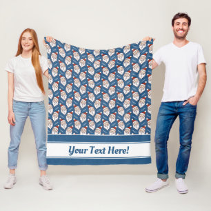 Couverture Polaire Noël rouge blanc et bleu rétro au Père Noël