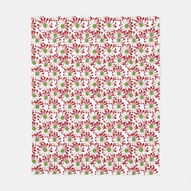 Couverture Polaire Noël Rouge et vert marguerite motif floral (Devant)