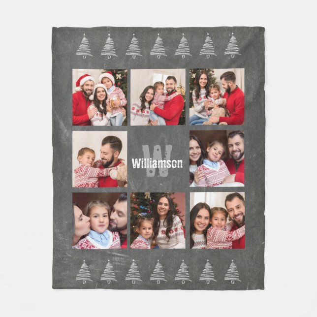 Couverture Polaire Noël rustique de tableau de monogramme de collage (Devant)