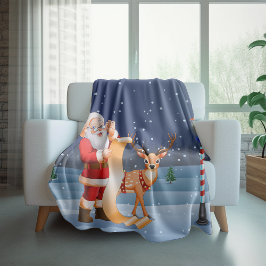 Couverture Polaire Noël Santa Claus Reindeer mignon hiver