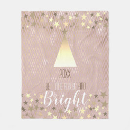 Couverture Polaire Noël Sois Joyeux et brillant or Rose