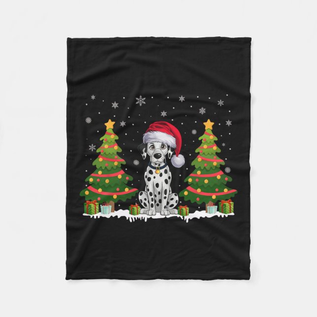 Couverture Polaire Noël Un arbre éclaire le Chien Dalmatien Noël (Devant)