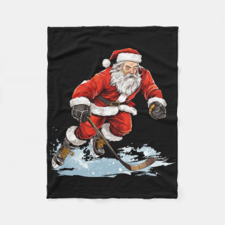 Couverture Polaire Noël Vacances Amusantes Père Noël Jouant au Hockey