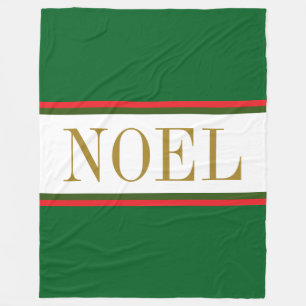 Couverture Polaire NOEL Vert Rouge Blanc Rayures de Noël