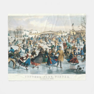 Couverture Polaire Noël victorien Central Park Currier & Ives