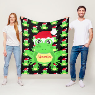 Couverture Polaire Noëlle de Noël Grenouille Santa Chapeau Noire nouv
