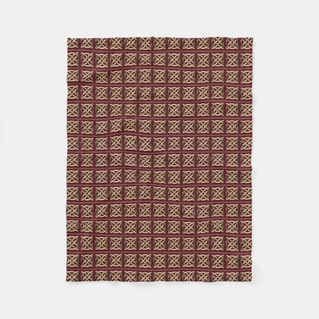 Couverture Polaire Noeud celtique rouge et or (Devant)