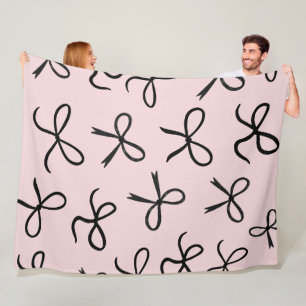Couverture Polaire Nœuds Noirs Mignons Tendance Rose