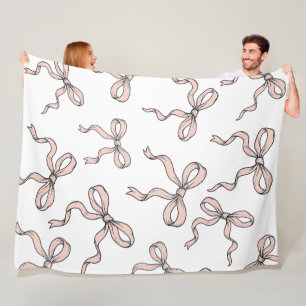 Couverture Polaire Nœuds ruban rose tendance mignons contour noir