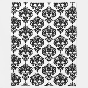 Couverture Polaire Noir & Blanc Damask Chic Moderne Motif élégant