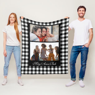 Couverture Polaire Noir classique Amis personnalisés Photo et noms
