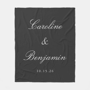 Couverture Polaire Noir classique Script élégant Mariage Nom personna