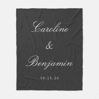 Couverture Polaire Noir classique Script élégant Mariage Nom personna