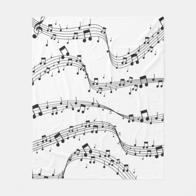 Couverture Polaire Noir et blanc note musicienne Motif (Devant)