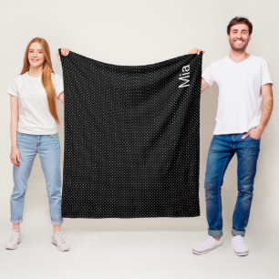 Couverture Polaire Noir et blanc Petite Polka Point & Nom ou Monogram