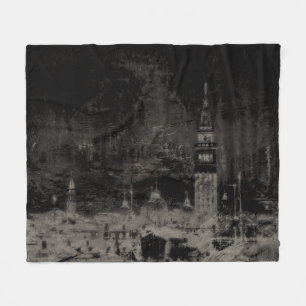 Couverture Polaire Noir et Taupe en survol Skyline Venise Italie