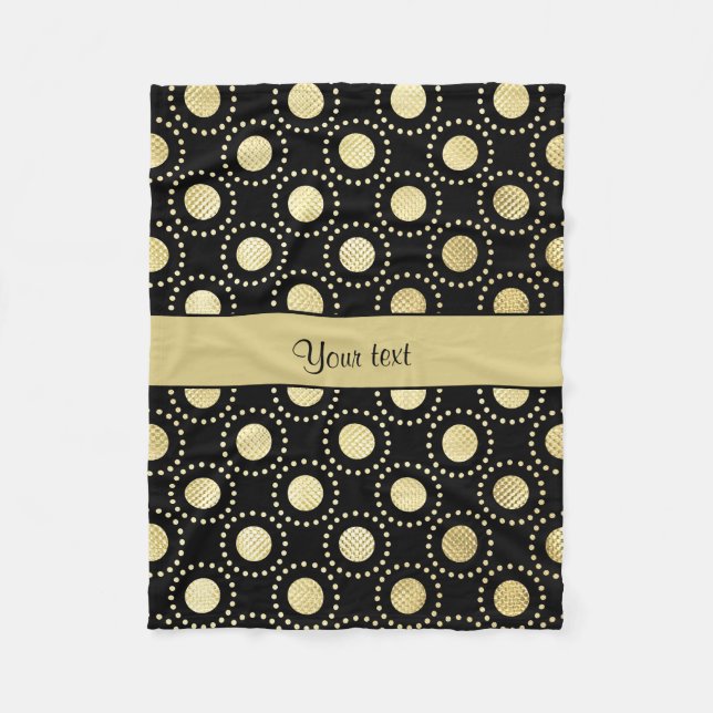 Couverture Polaire Noir fascinant de pois d'or (Devant)