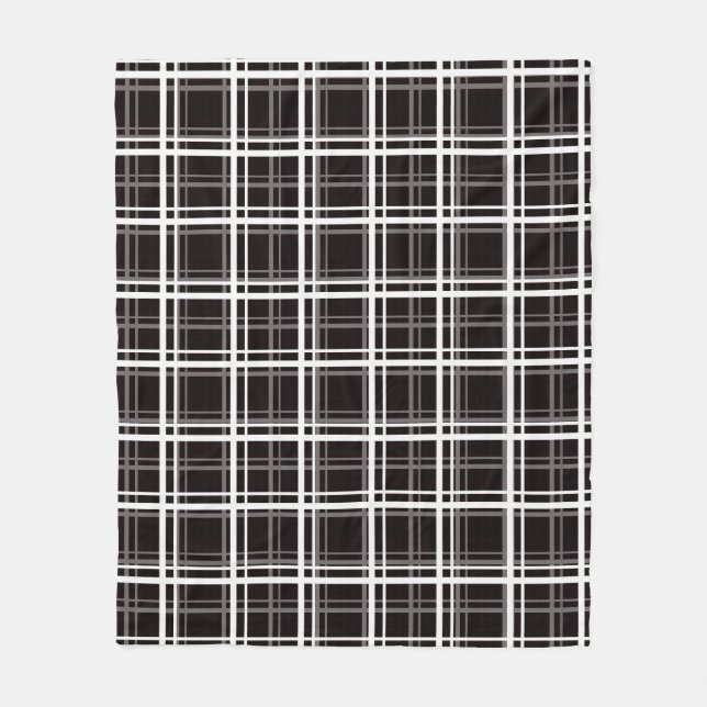 Couverture Polaire Noir Fenêtre Plaid Grid Stripes Design Motif (Devant)