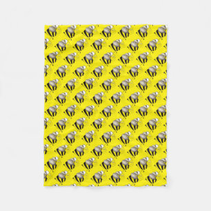 Couverture Polaire Noir Jaune Abeille Miel Insect Bumblebee Imprimer