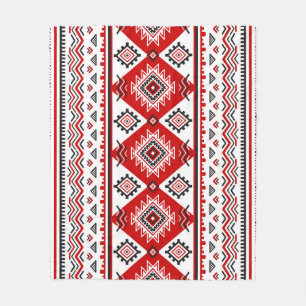 Couverture Polaire Noir noir rouge, motifs ukrainiens.