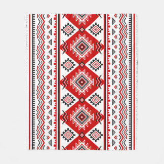 Couverture Polaire Noir noir rouge, motifs ukrainiens.