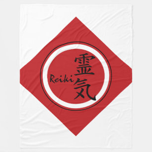 Couverture Polaire Noir rouge de symbole/signe REIKI + votre arrière