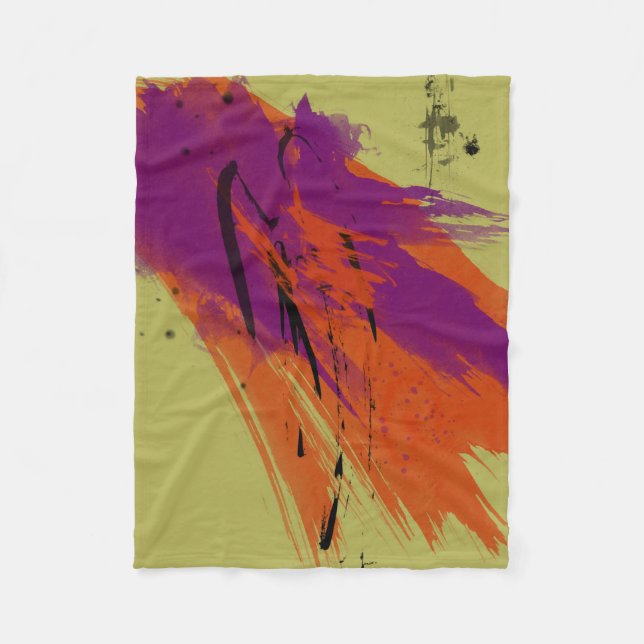 Couverture Polaire Noir vert pourpre orange d'aquarelles d'art (Devant)