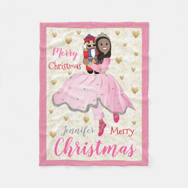 Couverture Polaire Noisette de Noël Ballet Pink Fleece Blanche Sm (Devant)