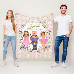 Couverture Polaire Noisette florale rose rousse Fête Bébé Fille