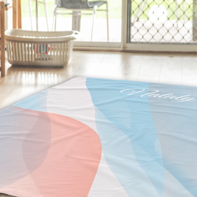 Couverture Polaire Nom bleu rose vague Abstrait (Créateur téléchargé)