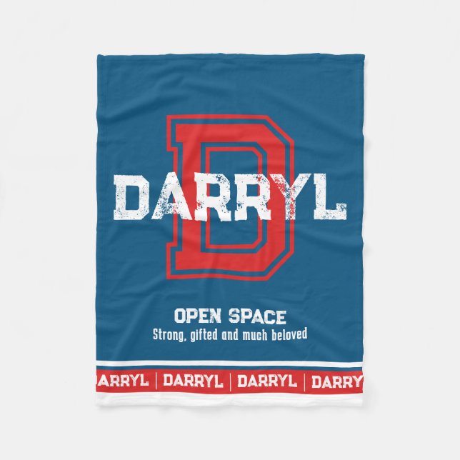 Couverture Polaire Nom darryl signifiant sport monogramme rouge bleu (Devant)