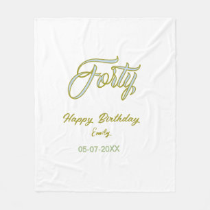 Couverture Polaire nom date anniversaire quarante bleu vert pastel te