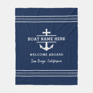 Couverture Polaire Nom de bateau nautique personnalisé Bienvenue à bo
