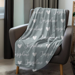 Couverture Polaire Nom de calligraphie personnalisée tendance Grey