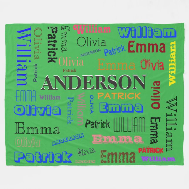 Couverture Polaire Nom de famille 💛 Cloud Word personnalisé (Devant (Horizontal))