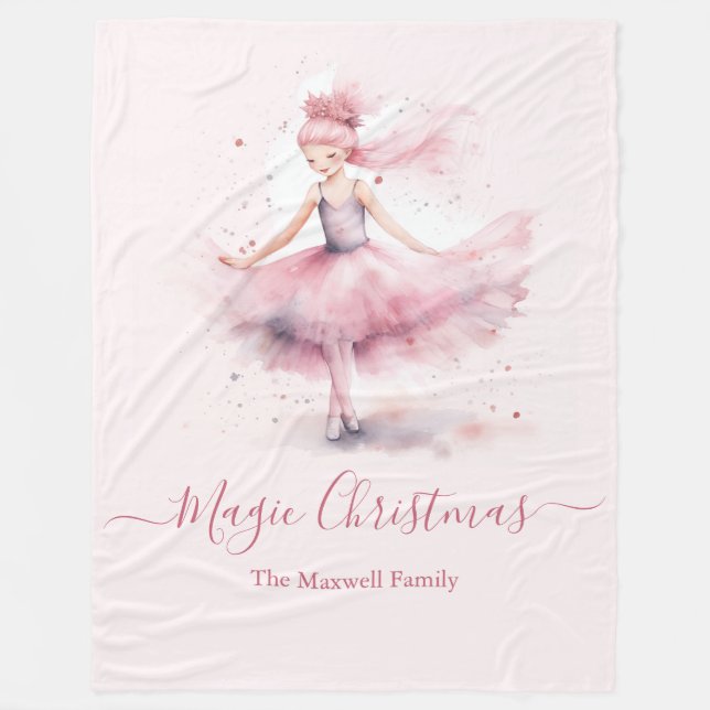 Couverture Polaire Nom de famille du ballerine de Noël (Devant)