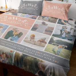 Couverture Polaire Nom de famille Monogramme | 15 Collage photo