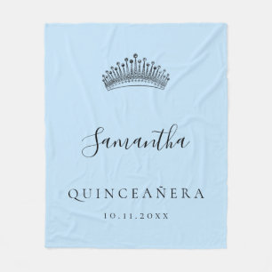 Couverture Polaire Nom de la couronne bleu clair de Quinceanera