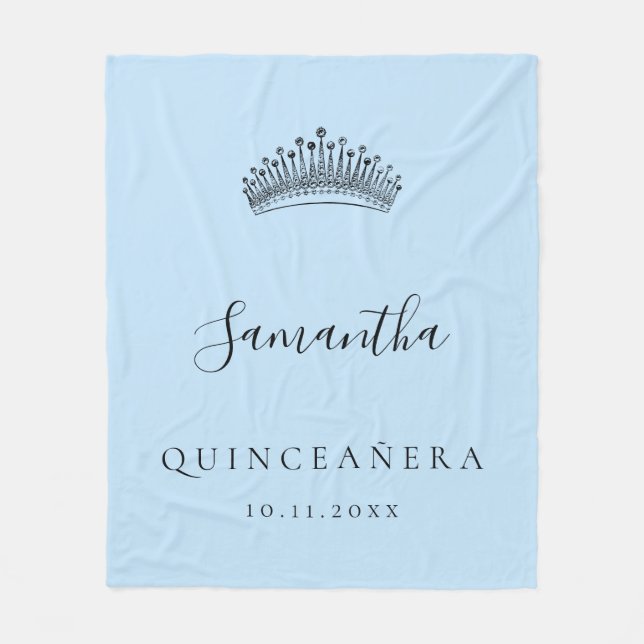 Couverture Polaire Nom de la couronne bleu clair de Quinceanera (Devant)