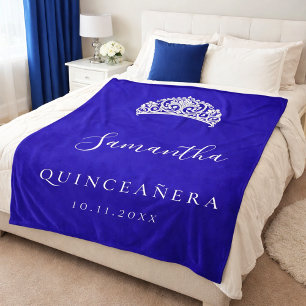 Couverture Polaire Nom de la couronne bleu royal de Quinceanera