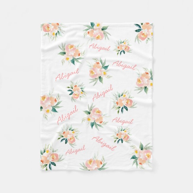Couverture Polaire Nom de la fille fleurie personnalisée Fleece Blank (Devant)
