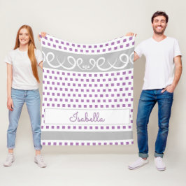 Couverture Polaire Nom de la fille mignonne Carré violet Pois et tour