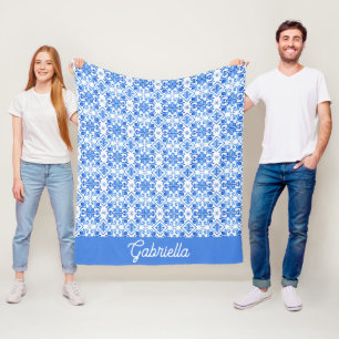 Couverture Polaire Nom de motif de toile française bleue