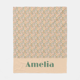 Couverture Polaire nom de motif floral beige pastel
