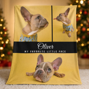 Couverture Polaire Nom de script de collage de photos de chien Cadeau