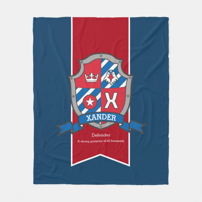 Couverture Polaire Nom de Xander signifiant coutume rouge d'aigle crê (Devant)
