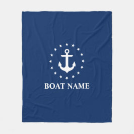 Couverture Polaire Nom du bateau nautique Ancre Étoiles Marine Bleu