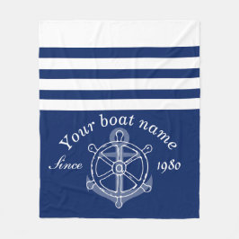 Couverture Polaire Nom du bateau sur mesure nautique Ancre Roue Marin