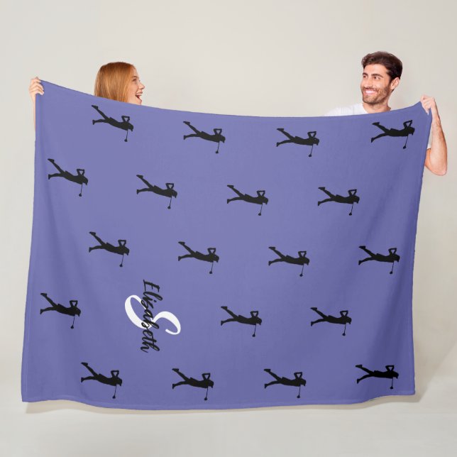 Couverture Polaire Nom du monogramme du Motif Golfer Périmètre initia (En situation)